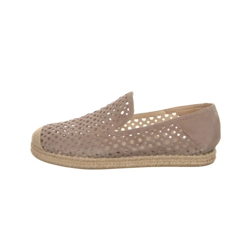 Stuart Weitzman Suede Lasercut‎ Accents Espadrilles Shoes in Taupe Size 7.5
